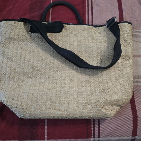 Bath Body Works Bow  Gingham straw tote bag - Picture 2 of 5